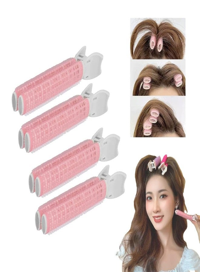 Labriciyon 4Pcs Pink Hair Rollers with Clip,Portable Hair Volume Clip,Volumizing Hair Root Clips,Bangs Curler DIY Hair,Styling Accessories,Self Grip Volume Root Rollers,Styling Tools and Appliances - Image 5